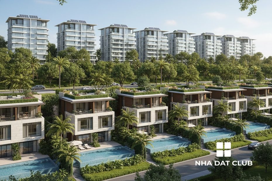 Phối cảnh biệt thự D2D Lộc An - Long Thành nhìn từ trên cao